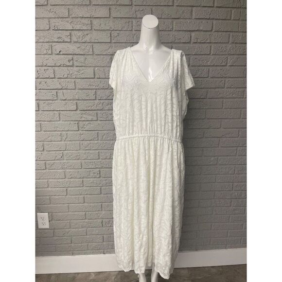 Lane Bryant White Textured Sleeveless Dress with Pockets Size 18/20 NWT - Picture 1 of 12